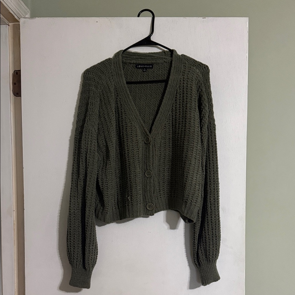 Olive Green Knit Cardigan
